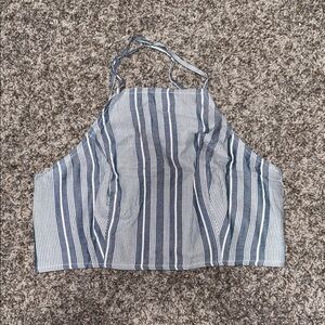American Eagle Outfitters Blue and White Striped Crop Top